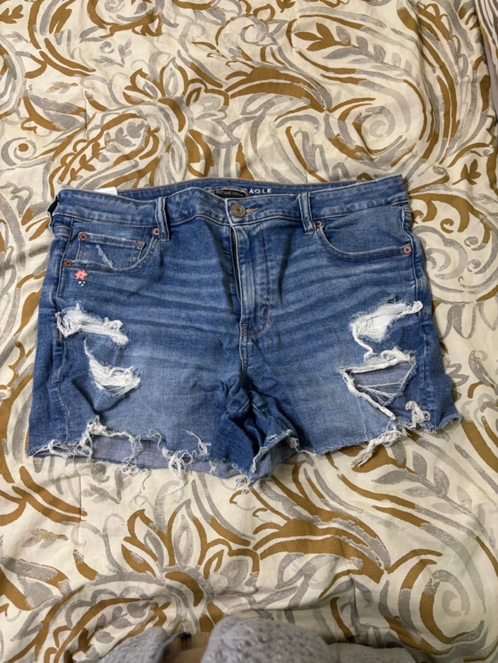 American Eagle Outfitters Women's Distressed Blue Denim Cutoff Shorts
